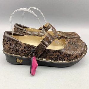 NWOT Alegria Jil Mary Jane Brown Leather Paisley Shoes Size EU 40 US 9 JIL-562W